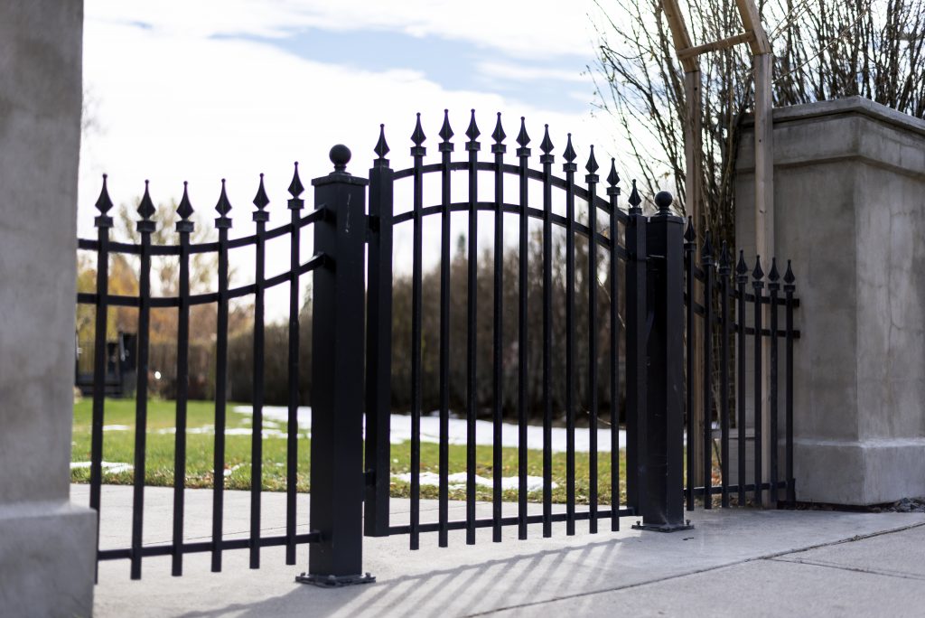 Black iron fence gate silhouette